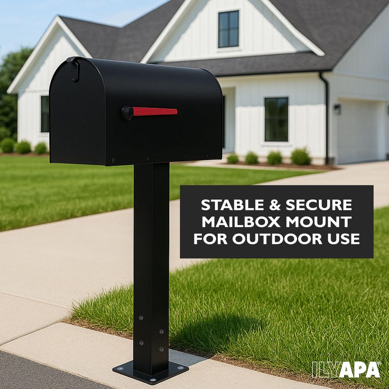 Ilyapa Black Mailbox Post Mount Base Plate Mounting Bracket - Works with Mailboxes - No Wood Required, Slides Over Bracket 43x4x4 - (8x8x7 in.) - Image 5